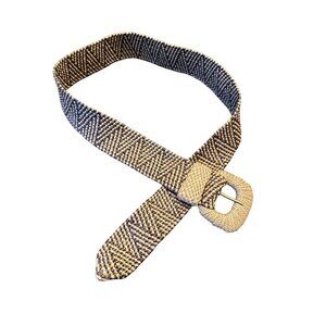 Handwoven Brown & Beige Belt With Buckle - XL